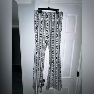No Boundaries Black and White Geometric Flare Pants